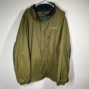 Columbia Jacket Mens XXL Green Packable Waterproof Breathable Seam Sealed